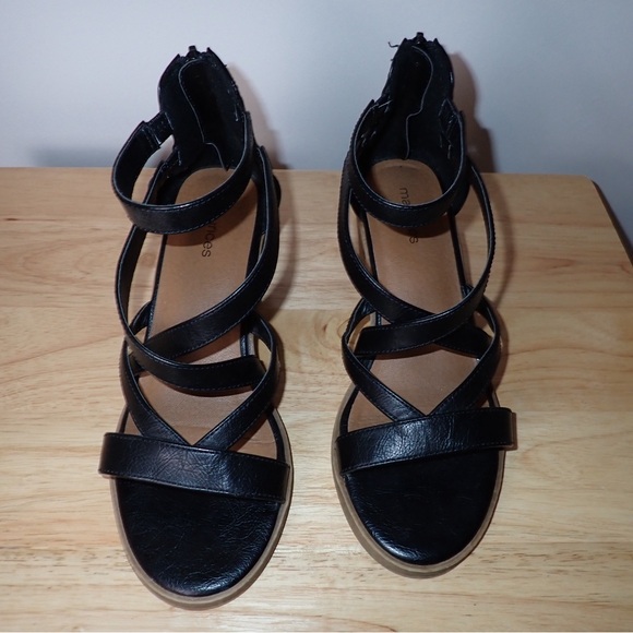 Maurices Womens Zipper Block Heel Ankle Strap Open Toe Sandals Black - Picture 8 of 11